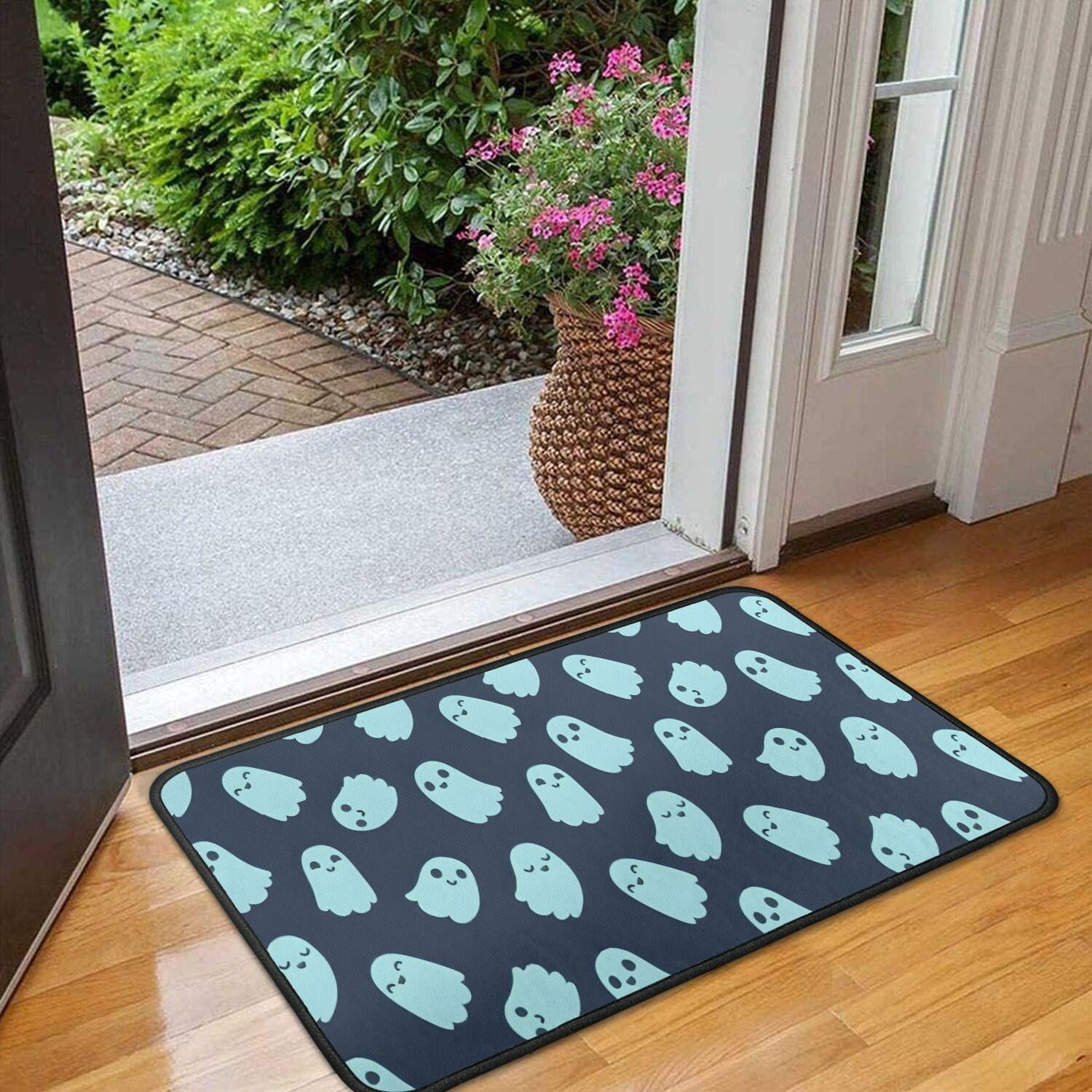 Halloween Ghost Pattern Door Rugs,Washable Non Slip Door Mats Indoor,Decorative Door Mats,Entry Mat Indoor for Entrance,Bedroom,Kitchen,Bathroom,30"x17"
