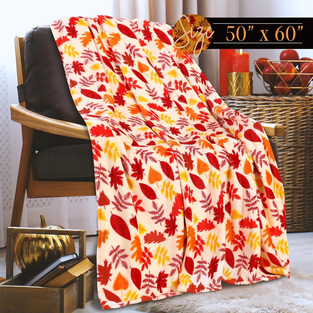 Elegant Comfort Halloween Themed Lightweight Throw Blanket - Soft, Comfty, and Plush - Ideal for Lounging During Spooky Season, 50 x 60 inches, Autumn Leaves, Throw Blanket