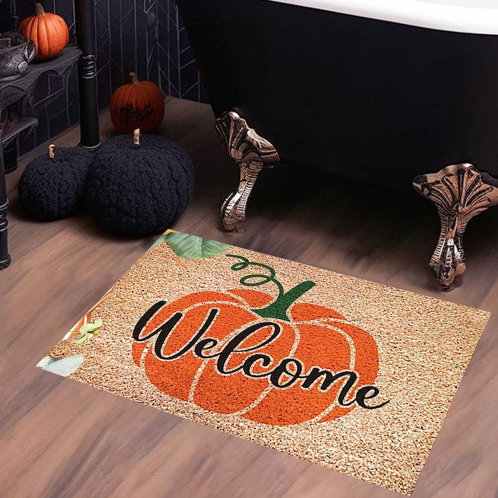 JOGZMZ Halloween Pumpkin Area Rug Bright Pumpkin Floor Mats Slip Resistants Earth Floor Mats For Front Door Bathroom Kitchen Room 19.67×31.49in