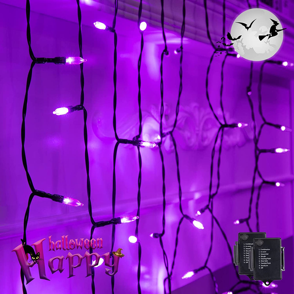Morttic 2 Pack Orange String Lights 16.4Feet 50 LED Battery Operated Waterproof Mini Fairy Lights Show with 8 Modes for Outdoor Indoor Patio Xmas Tree Birthday Party Holiday Christmas Decorations