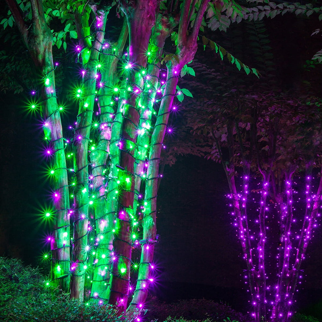70 LED Purple and Orange String Lights for Halloween Displays Party Decoration, 24', Indoor Outdoor Black Wire