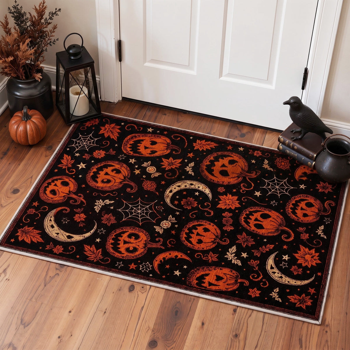 GENIMO 2'x3' Halloween Doormat, Washable Non Slip Soft Gothic Castle Outdoor Door Mat for Front Door Covered Porch Patio Entryway, Antique Gold