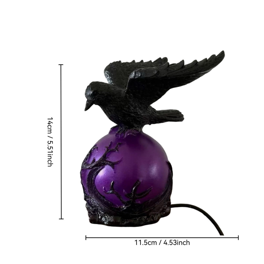 Gothic Mysterious Crow LED Flameless Candle, Luminous Sculpture, Gothic Home Decor Accent, Raven Lamp for Halloween Gifts, Bedroom Bedside, Living Room, Orange
