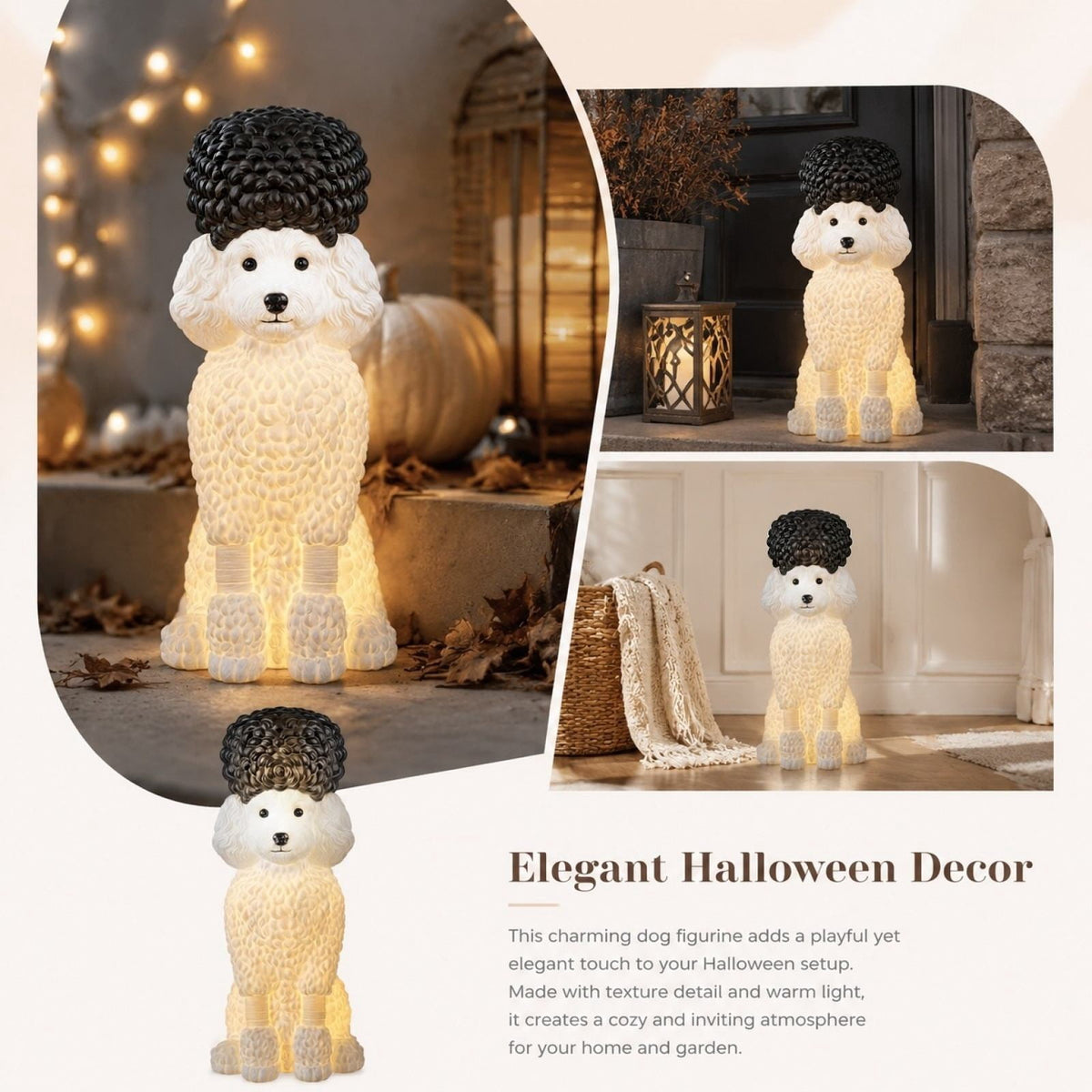 Clearance Halloween Schnauzer Bat Figurine with Ghost Bucket, 8 inch Resin Cute Dog Gifts Tabletop Decor