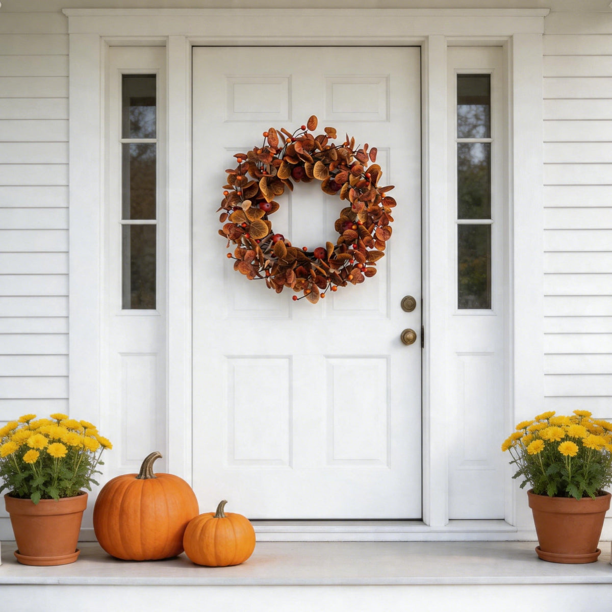 Fall Wreath Pumpkin Wreath for Front Door with Maple Leaves Harvest Wreath for Door Window Porch Thanksgiving Halloween Decor 20 Inch