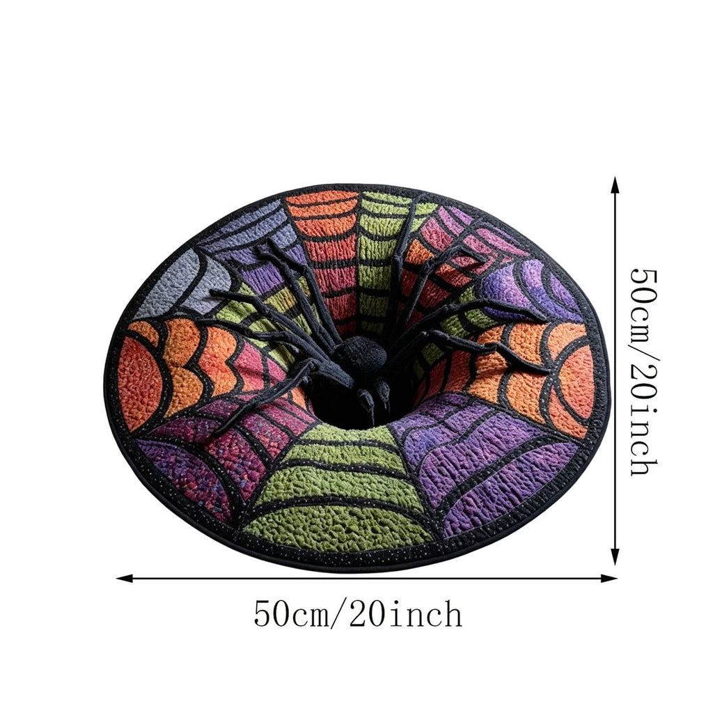 Halloween Spider Web Floor Mat, 3D Effect Spooky Soft Tufted Non Slip Rugs for Bedroom Living Room, Halloween Home Decor