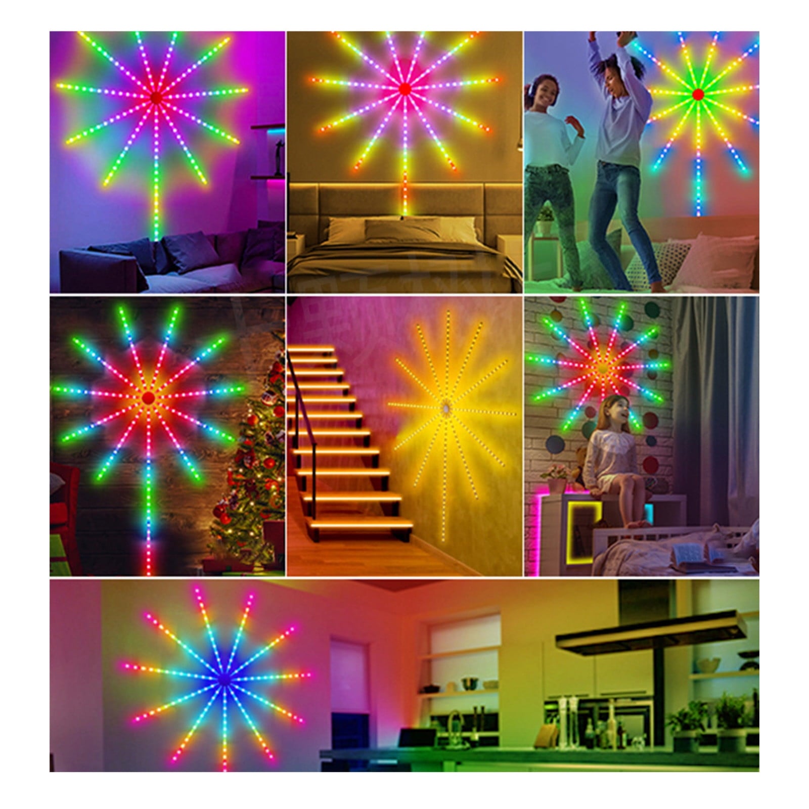 Firework Led Lights USB Powered Room Decor, Color Changing Bluetooth Fireworks Led Lights for Bedroom with Launch Burst Effect, Led Lights with Remote Control for Christmas Party Decoration