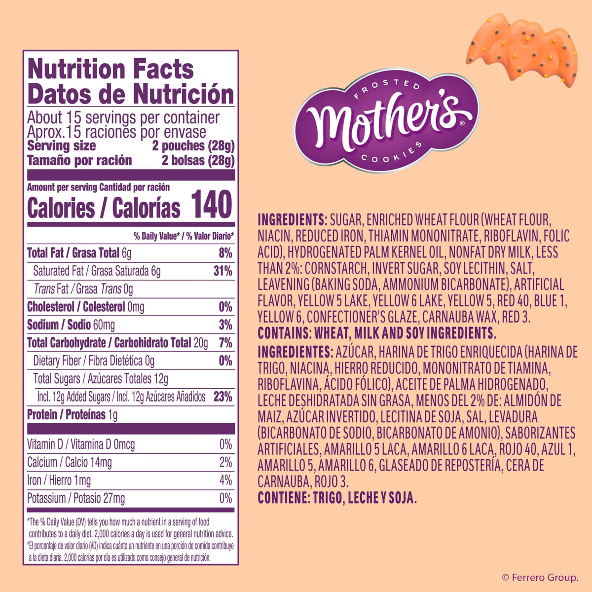 Mother's Eerie Critters, Halloween Snacks, Frosted Animal Cookies, 30 Pack, 0.5 oz Each