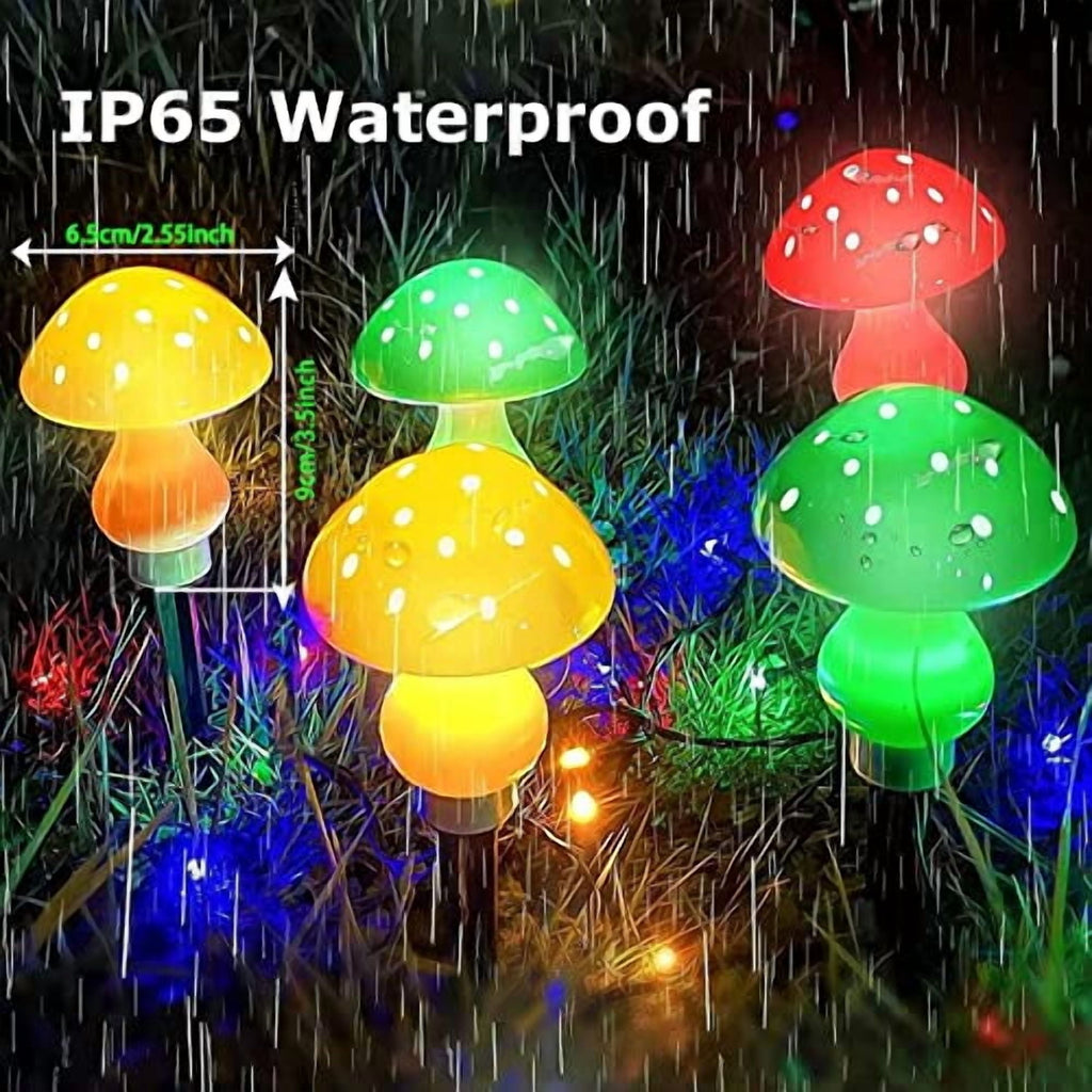 Upgraded Outdoor Solar Garden Lights,8 Pack LED Mushroom Outdoor 8 Modes Waterproof Solar Powered Landscape Cute Fairy String Light for Yard Patio Outside Decor（Multicolor）