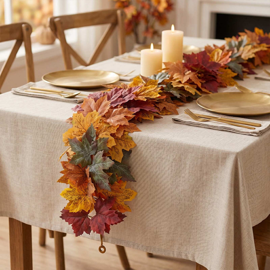 WKSCLPAI Halloween Maple Leaf Garland, Fall Vine Wreaths for Autumn Festivities Decor,Seasonal Garlands for Home,Halloween & Fall Decorations