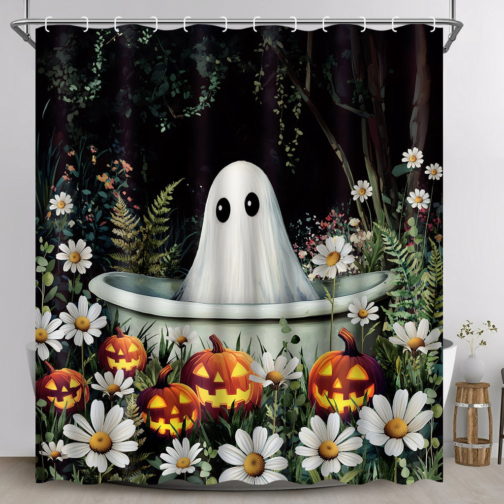 Ikfashoni Fall Shower Curtain with Hooks, Fall Decor for Home, Buffalo Plaid Pumpkin Waterproof Bathroom Curtains, 72"X72"