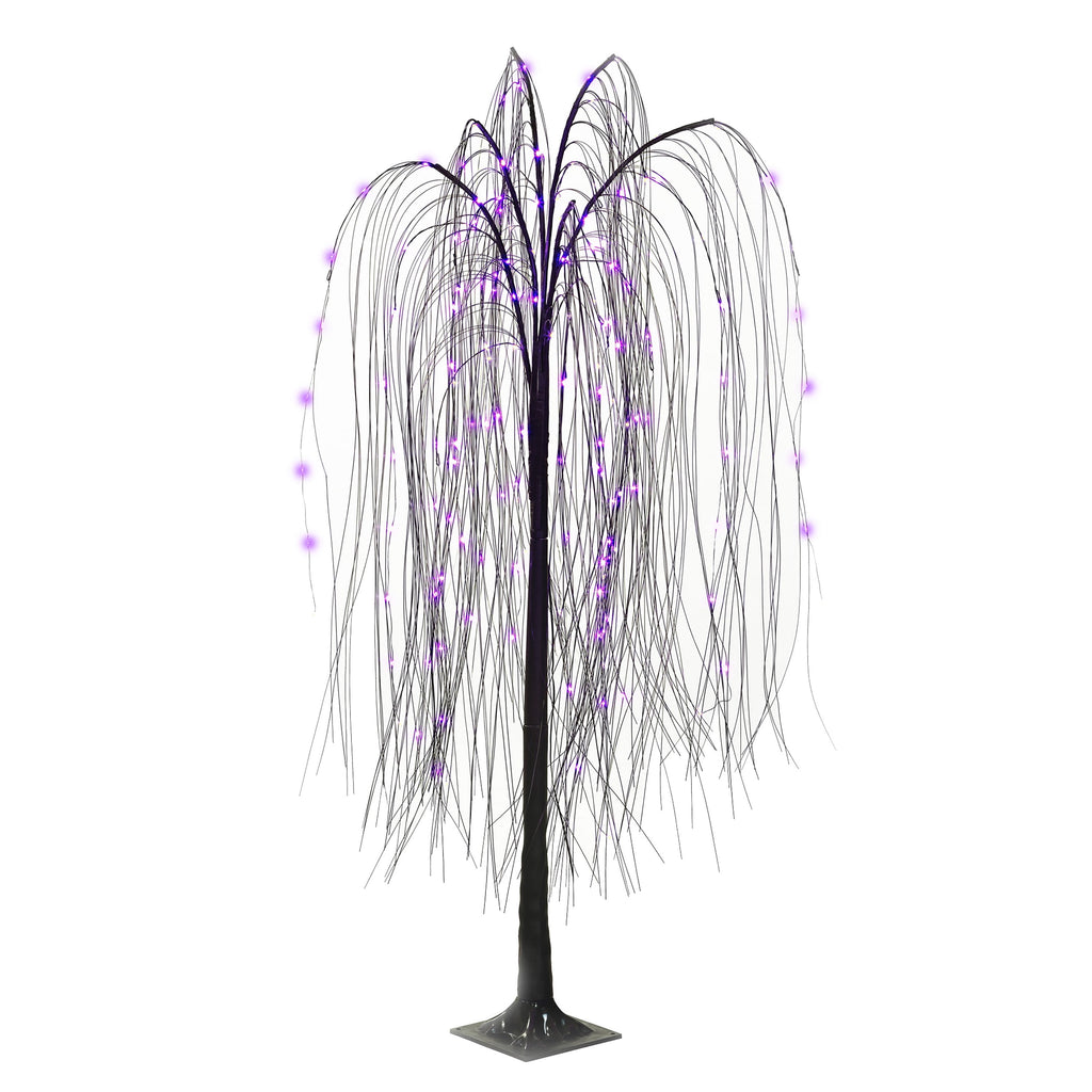 Indoor/Outdoor Battery-Operated 8-Function LED Color-Changing Willow Tree, Orange and Purple, 48", Halloween by Way To Celebrate