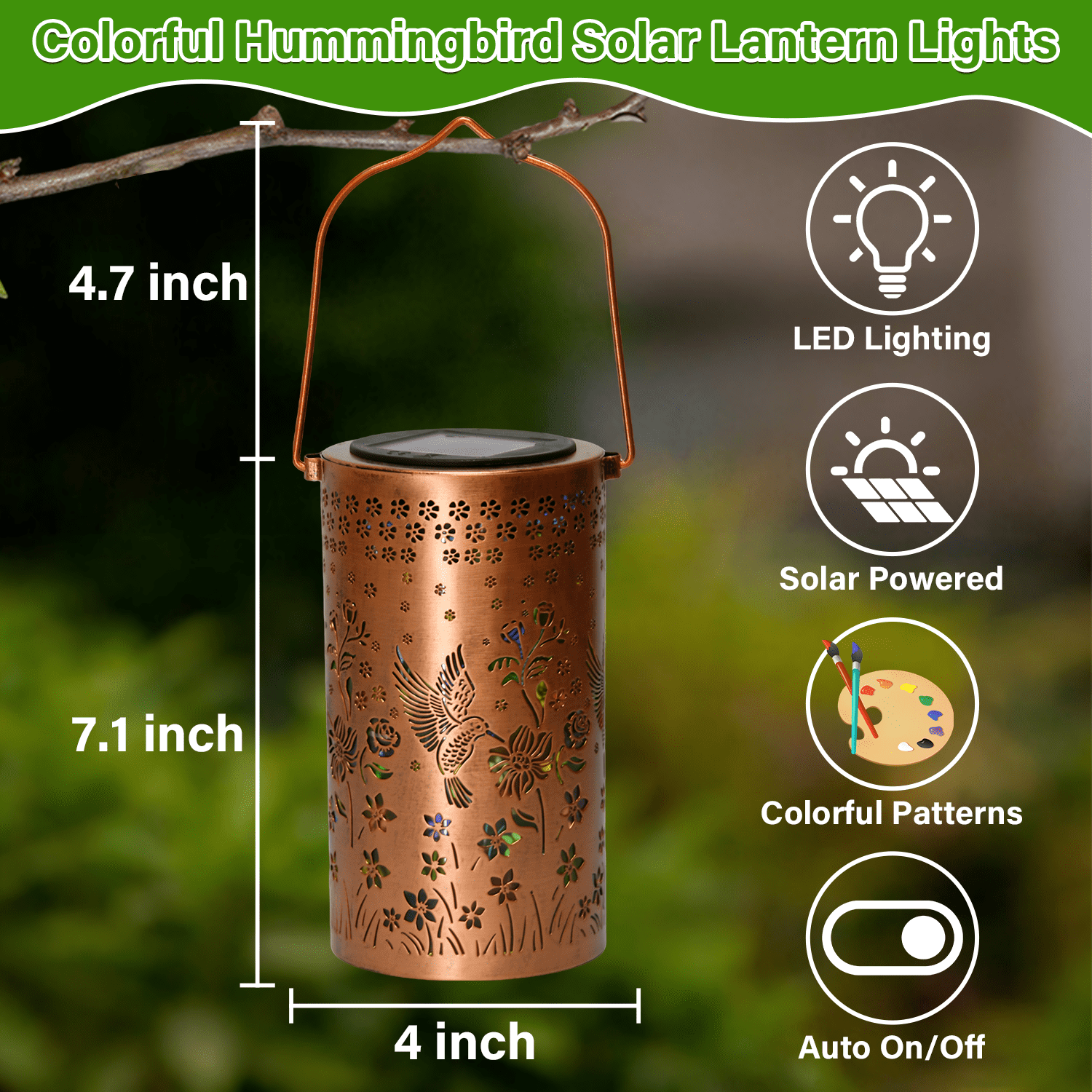 Colorful Solar Lanterns IP65 Outdoor Waterproof, Mother's Day Gifts for Women Mom Grandma - LED Colorful Sunflower Solar Lights Metal Hanging Lantern for Patio Yard Porch