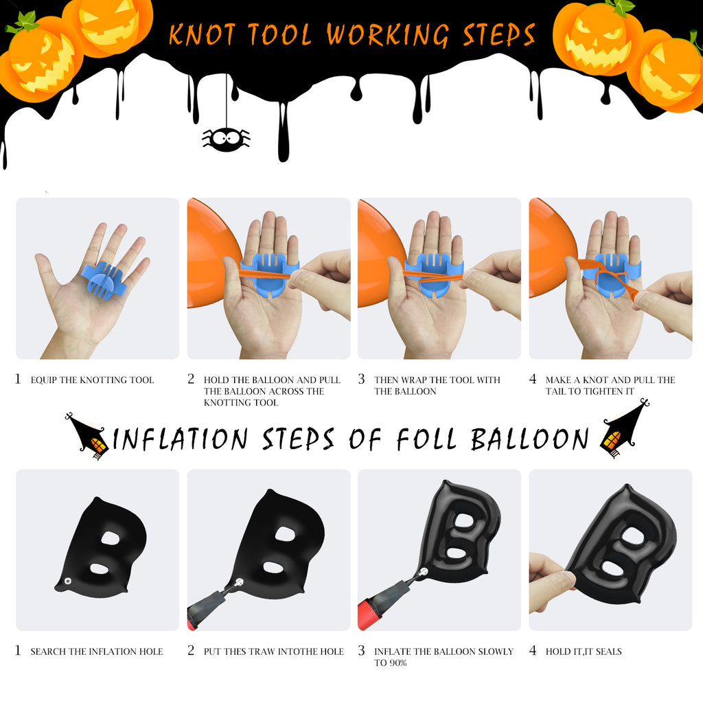 134Pcs Halloween Balloons Garland Kit, Black Orange Balloons Spider Balloons, Long Balloons, 3D Bat Sticker for Halloween Theme Party Background Classroom Decorations
