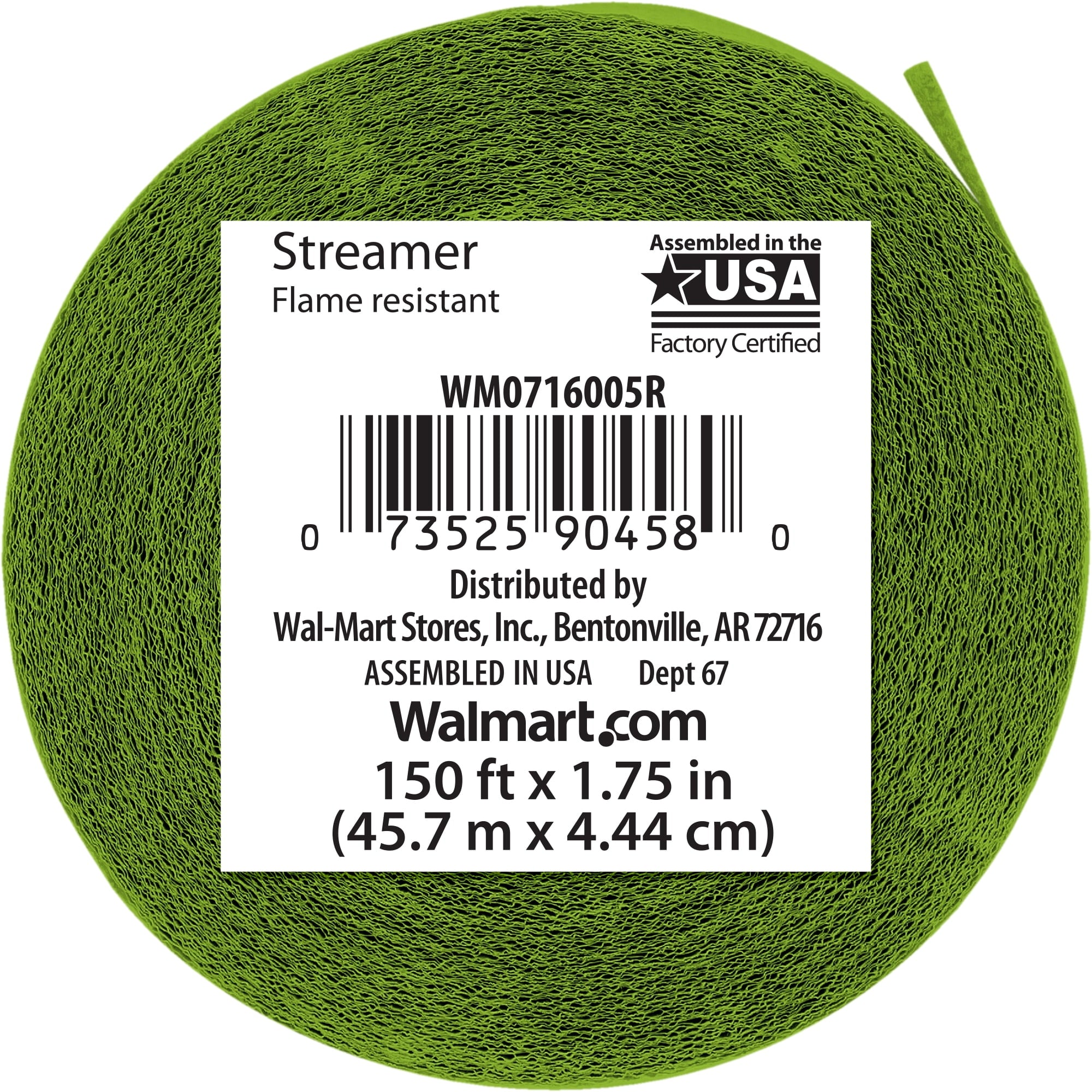 Lime Green Paper Party Streamer, 150', by Way To Celebrate