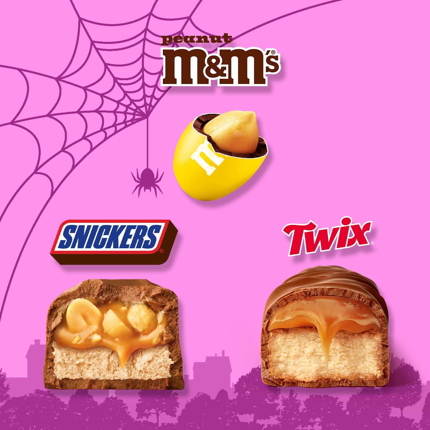 M&M's Peanut, Snickers & Twix Milk Chocolate Halloween Candy - 15 Ct Bulk Bag