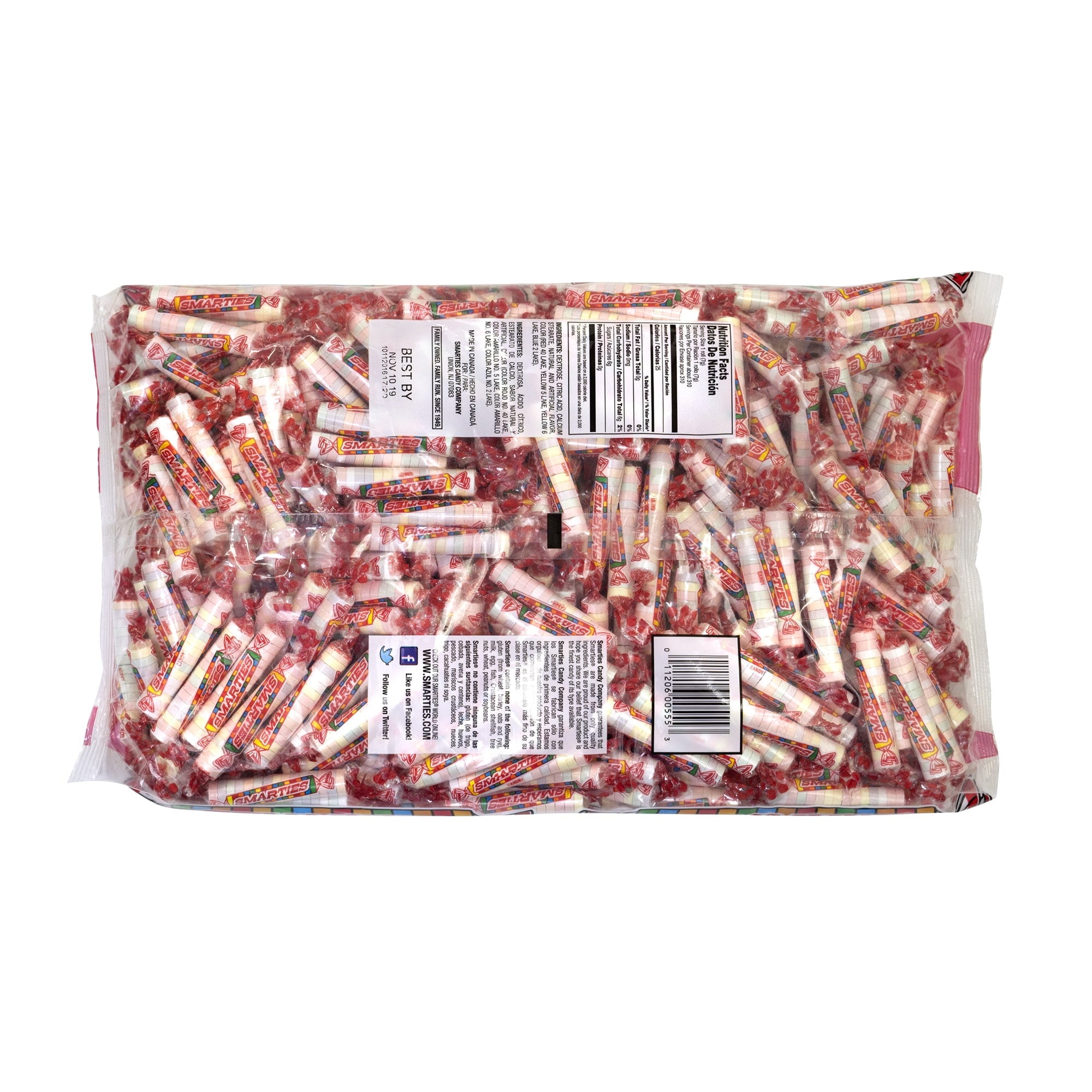 Smarties Candy Bulk Rolls Original Flavor - Gluten & Vegan Free - Classic Sweetness From Family Owned Company Since 1949, Peanut Free & Dairy Free - Perfect Halloween Candy - 8 Pound Bag