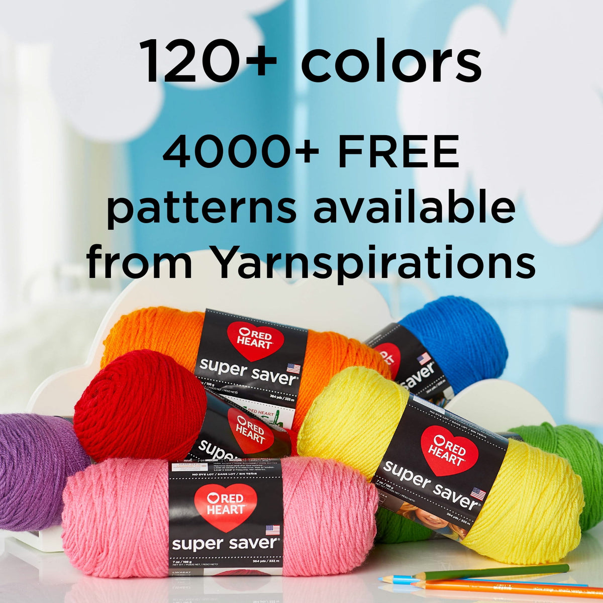 Red Heart Super Saver Ombre Medium Acrylic Green Apple Yarn, 482 yd