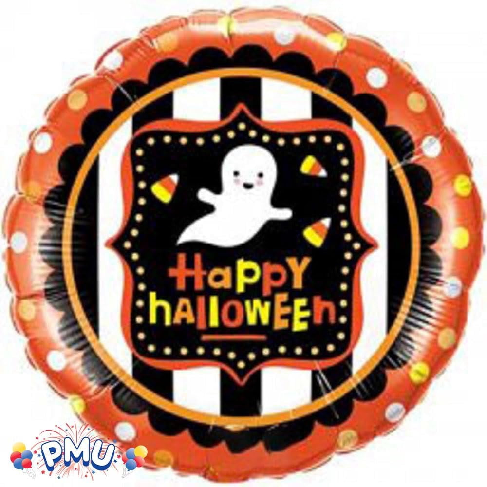 PMU Halloween Party Decoration "Happy Halloween" Jack Faces Aglow 18 Inch Mylar-Foil Balloon (1pkg) Pkg/1