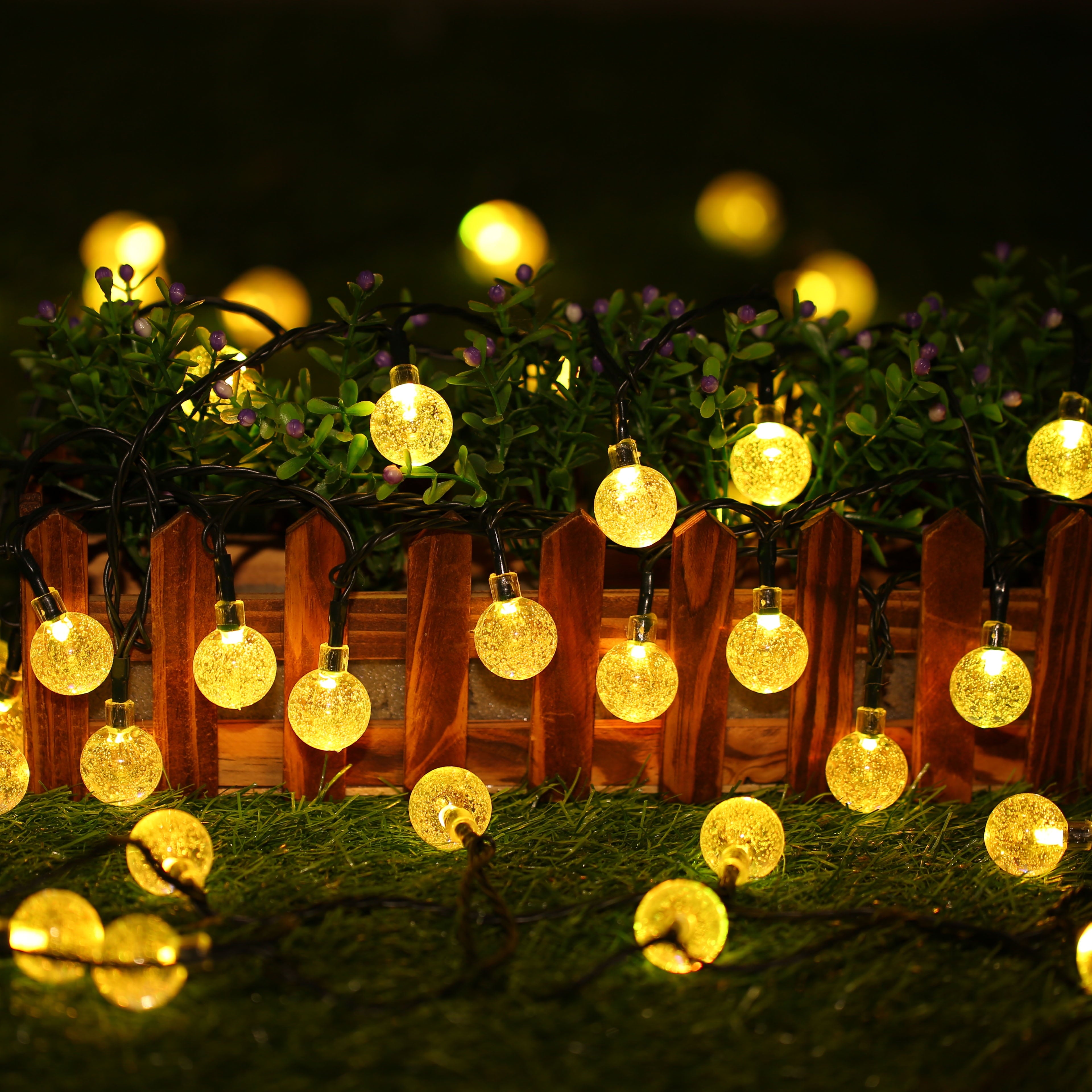 Toodour Solar String Lights Outdoor, 35.6ft 60 LED Waterproof Solar Powered Globe Patio Lights with 8 Modes for Garden Home Gazebo Yard Decorations (Warm White)