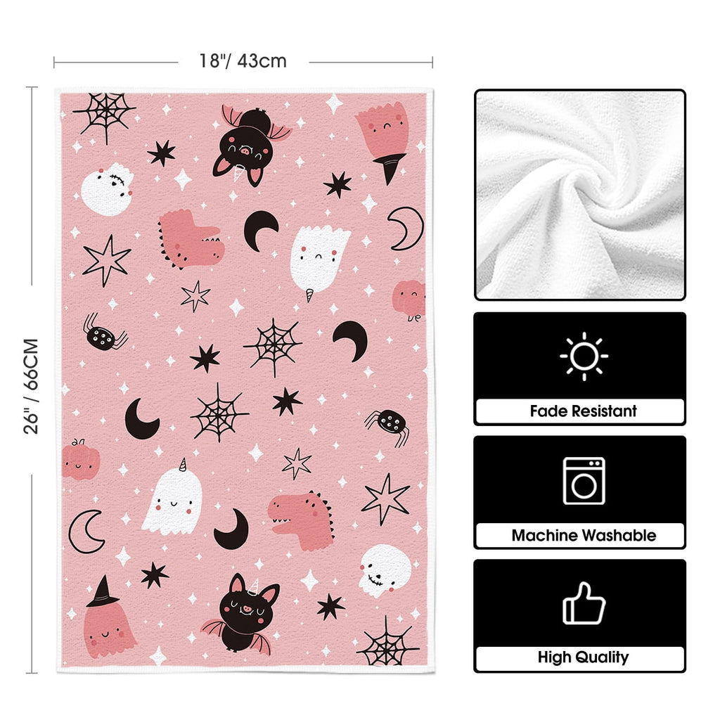 Sm:)e Pumpkin Ghost Bat Happy Halloween Dish Towels Set of 4, 18x26 Inch, Seasonal Holiday Hand Towels for Kitchen and Dining Table