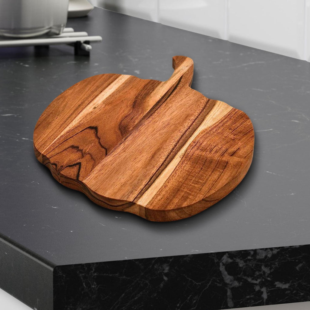 geerera Pumpkin Shaped Wooden Serving Board, Cheese & Charcuterie Platter for Fall, Thanksgiving & Halloween Parties