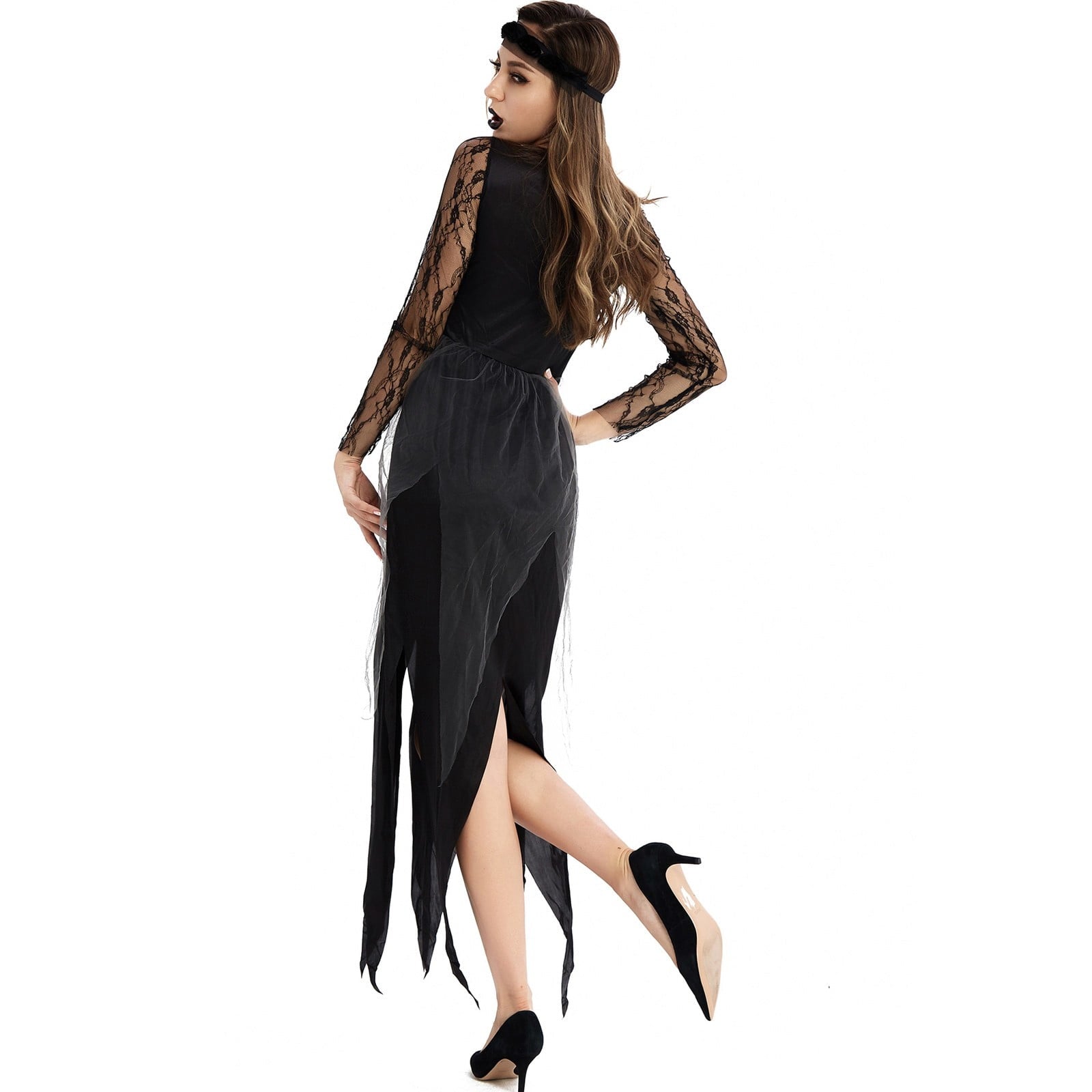 Halloween Witch Costume Women, Classic Retro Witch Costumes for Women Halloween Fancy Dress Witch Dress Black L