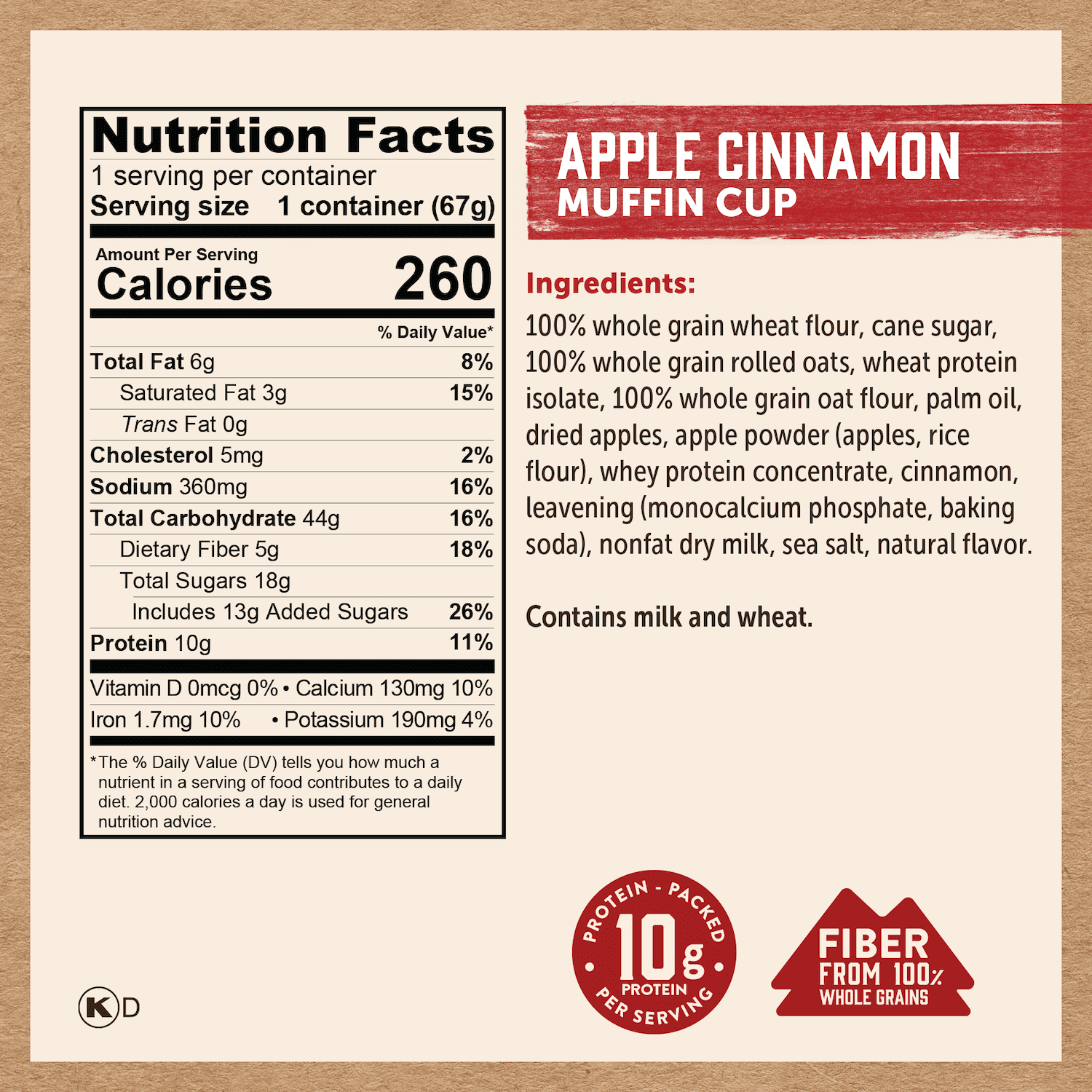 Kodiak Protein-Packed Apple Cinnamon Muffin Power Cup, 2.36 oz