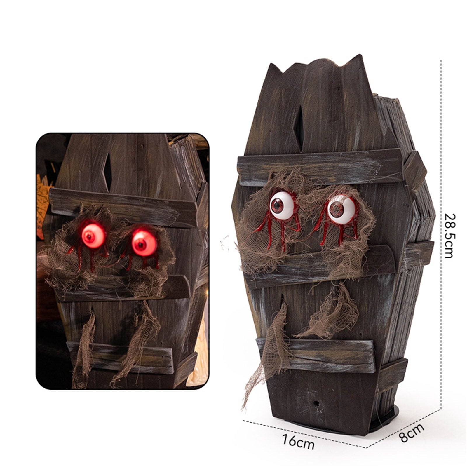 Halloween Animatronics Decorations,Creepy Coffin with Spooky Sounds,Walking Coffins with Light Up Eyes for Haunted House Lawn Yard Graveyard,Animated Coffin with Sound Activated