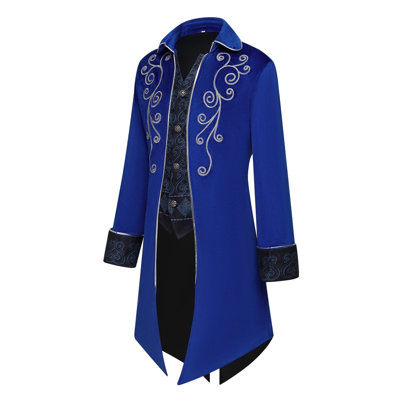 GYQMBT Men Medieval Steampunk Tailcoat Jacket Gothic Victorian Frock Coat Uniform Halloween Party Cosplay Gentleman Costumes, Blue, XL