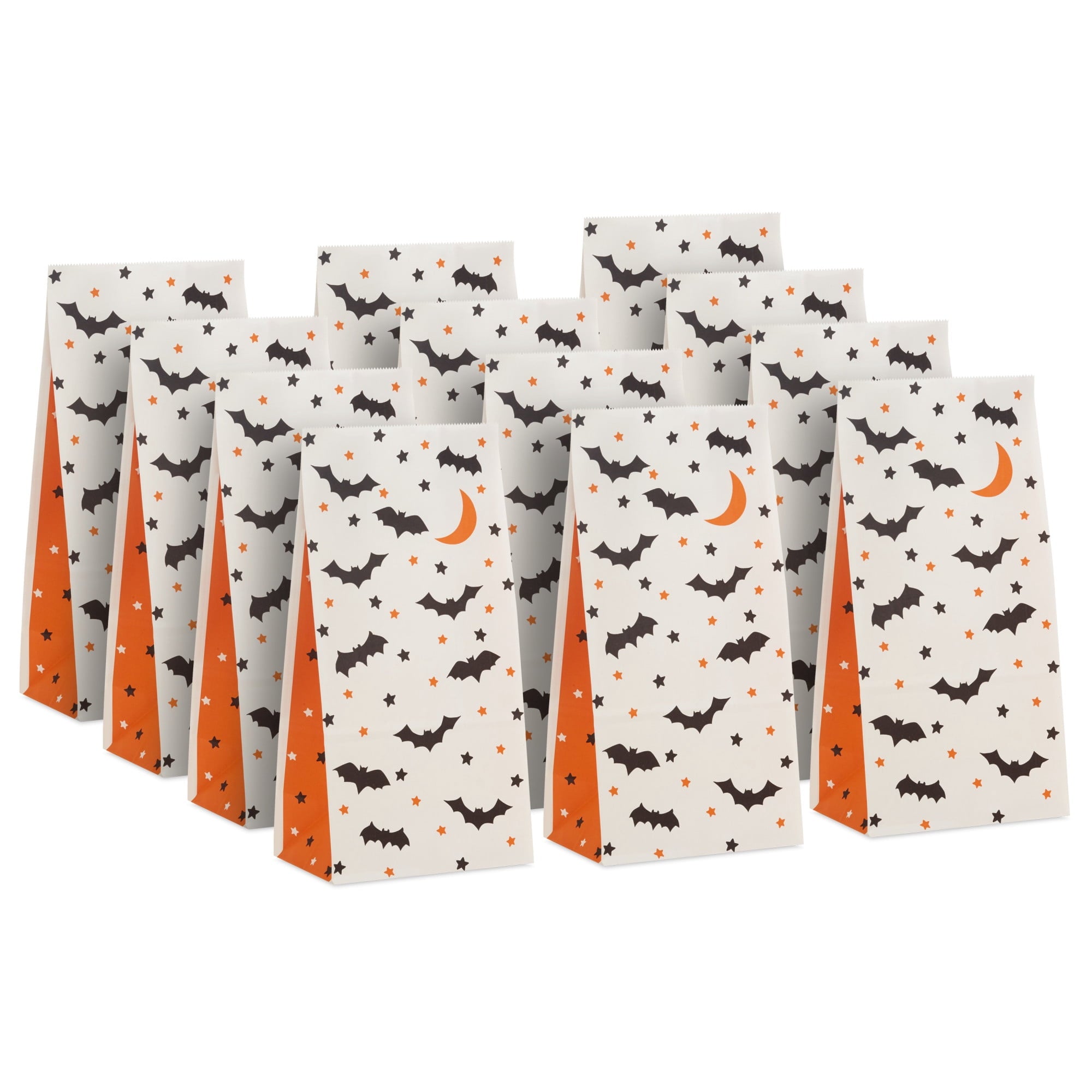 Hallmark Small Halloween Goodie Bags (Black Bat and Orange Star), 12 Count