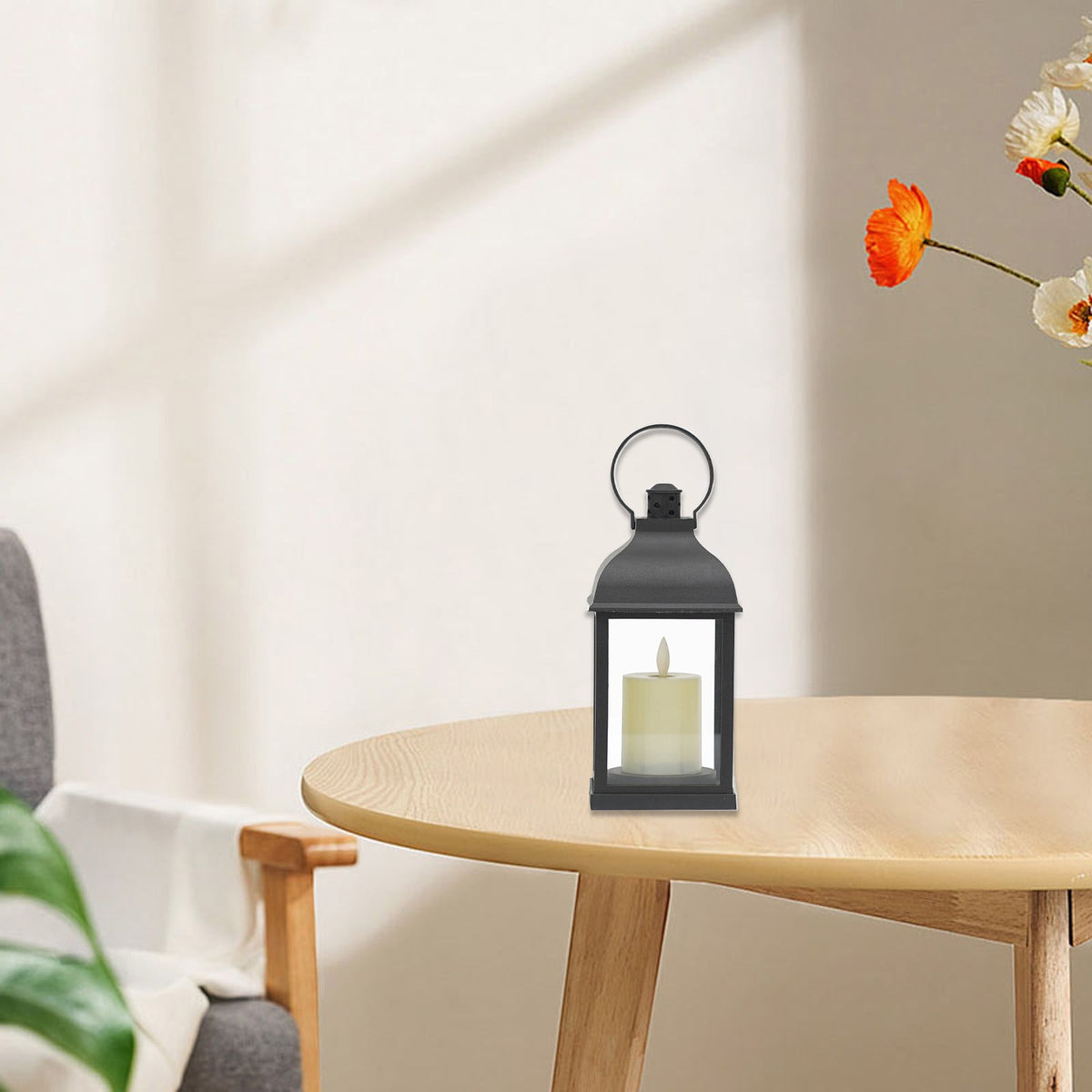 Japceit Electronic Candle Lamp, Flameless LED Wind Light, Outdoor Camping Lantern with Timer, Halloween Christmas Party Decoration, Battery Operated Candlestick for Tabletop
