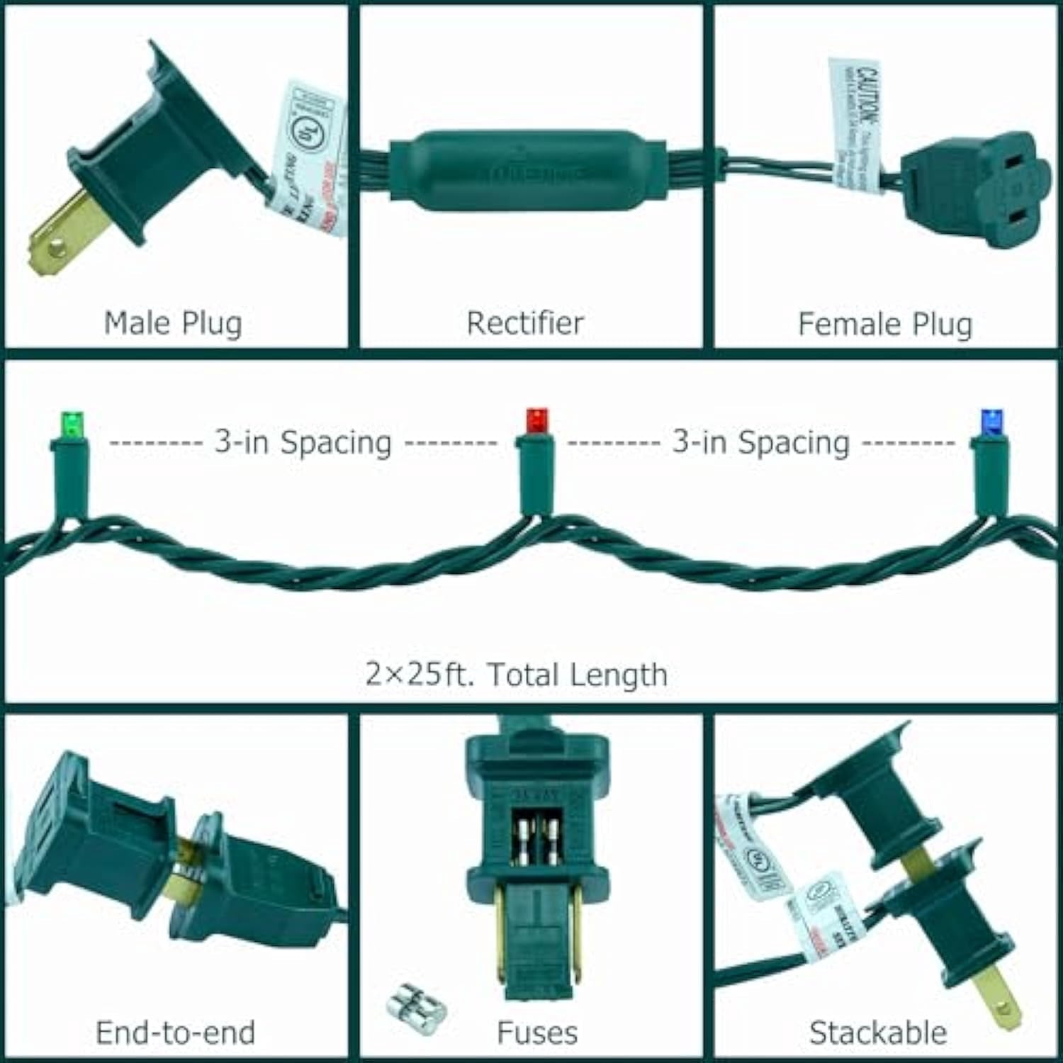 Wick's Outdoor Living LED 5MM Multi-Color Holiday Lights, 50 FT in length, 150 CT, and 6 different color options
