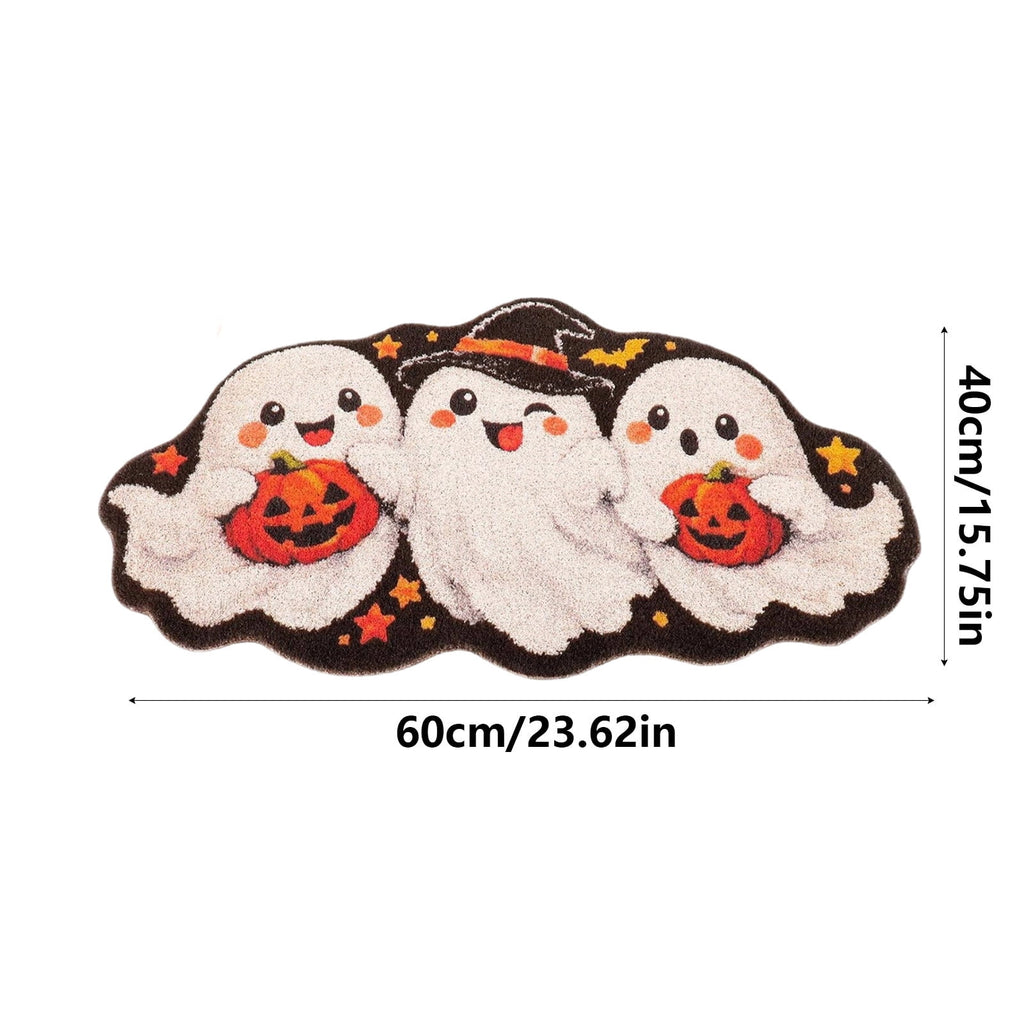 Halloween Wreath Shaped Rugs, Soft Indoor Mat for Entryway, Kitchen, Halloween Party, Pumpkin Witch Spooky Home Decor, 23.62x15.75 Inches