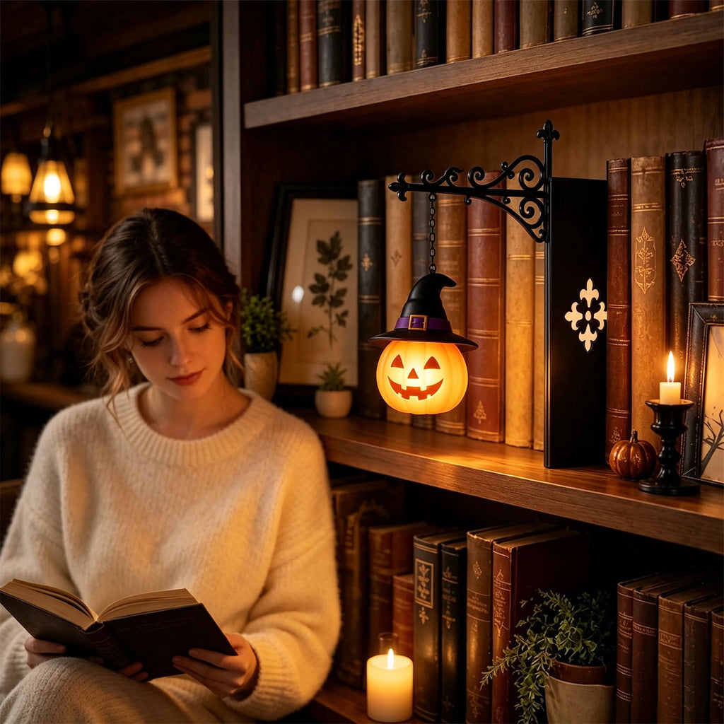 Nkmbld Halloween Bookshelf Lamp, Vintage Library Lantern Decorative Bookshelf Lighting, Hanging Ghost Lantern Book Shelf Light, Halloween Decorations Indoor