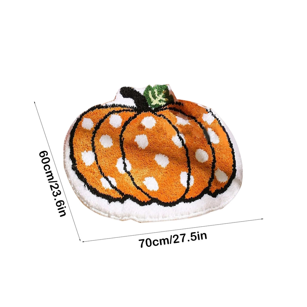 Fall Area Rug Maple Leaf Pumpkin Imitation Wool Mat 27.56x27.56in Polyester Skidproof & Soft for Living Room Bedroom Entryway Fall Doormat by MPOISVA