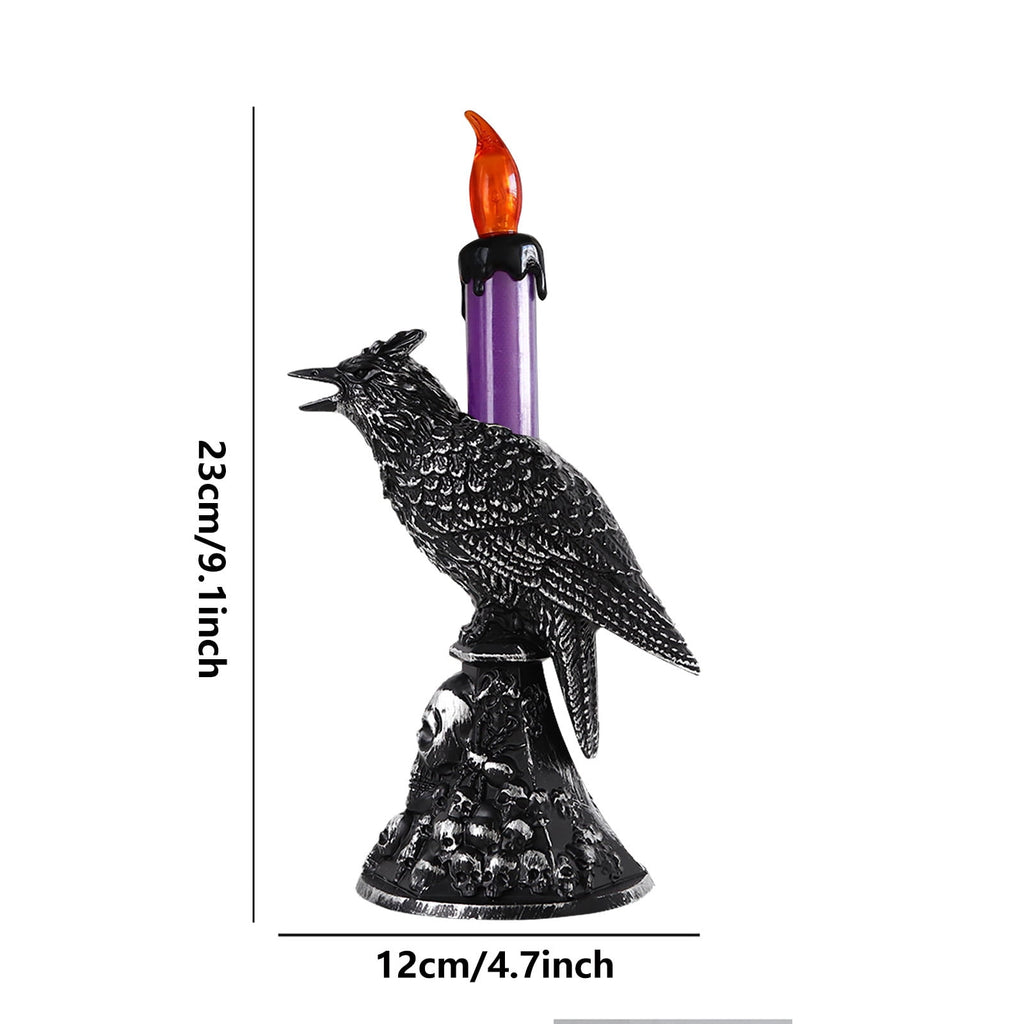 Gothic Mysterious Crow LED Flameless Candle, Luminous Sculpture, Gothic Home Decor Accent, Raven Lamp for Halloween Gifts, Bedroom Bedside, Living Room, Orange