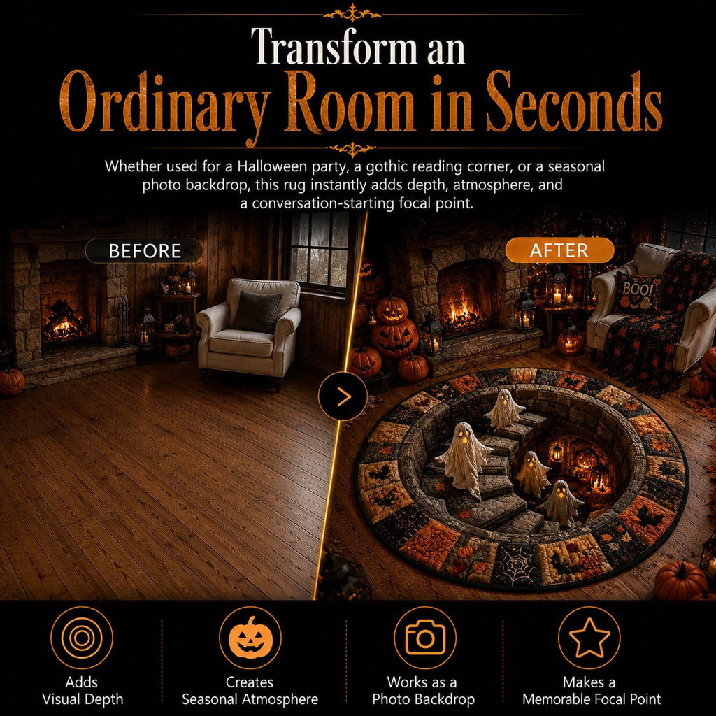Halloween Doormat Round Optical Illusion Staircase Rug Secure-Grip Soft Floor Carpet for Living Room Bedroom Entryway Halloween Decor by OVFUIZ