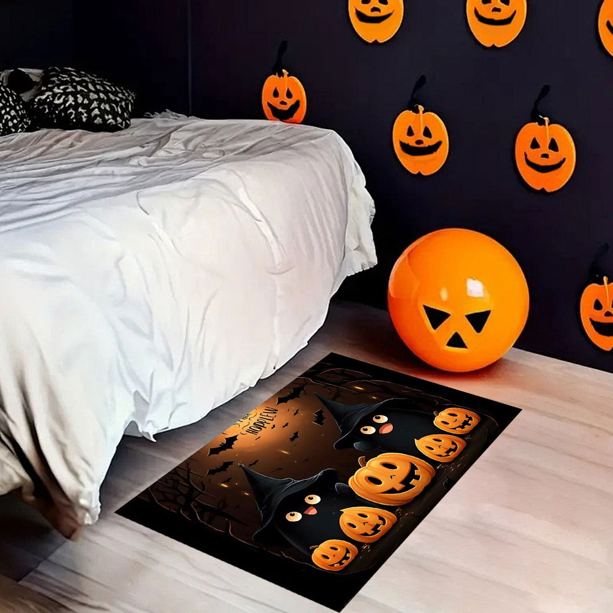 Xuniizn Halloween Mat, 16X24" Velvet Halloween Door Mat for Outside Entrance, Spooky Halloween Rug for Outdoor & Indoor, Non Slip Washable Halloween Doormat, Halloween Bathroom Decor