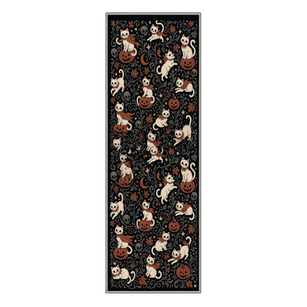 GENIMO 2'x7' Halloween Runner Rug, Washable Non Slip Soft Whimsical Skeleton Indoor Outdoor Hallway Runner for Porch Patio Kitchen Entryway, Charcoal Black