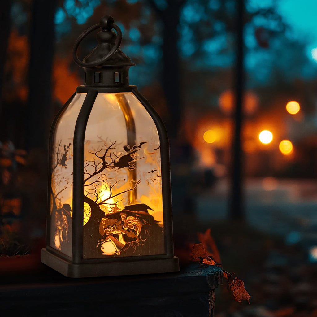 Halloween Decorations Indoor Candle Lantern With LED Lights Hanging Spooky Halloween Lanterns For Indoor Outdoor Home Room Door Party Decor