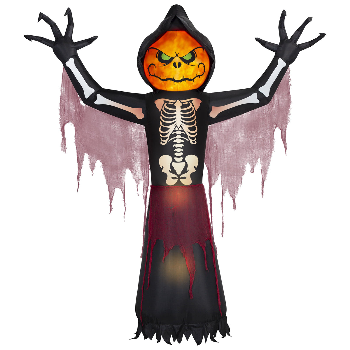 10' Gemmy Airblown Inflatable Halloween Fire and Ice Pumpkin Skeleton Reaper Yard Decoration 552061