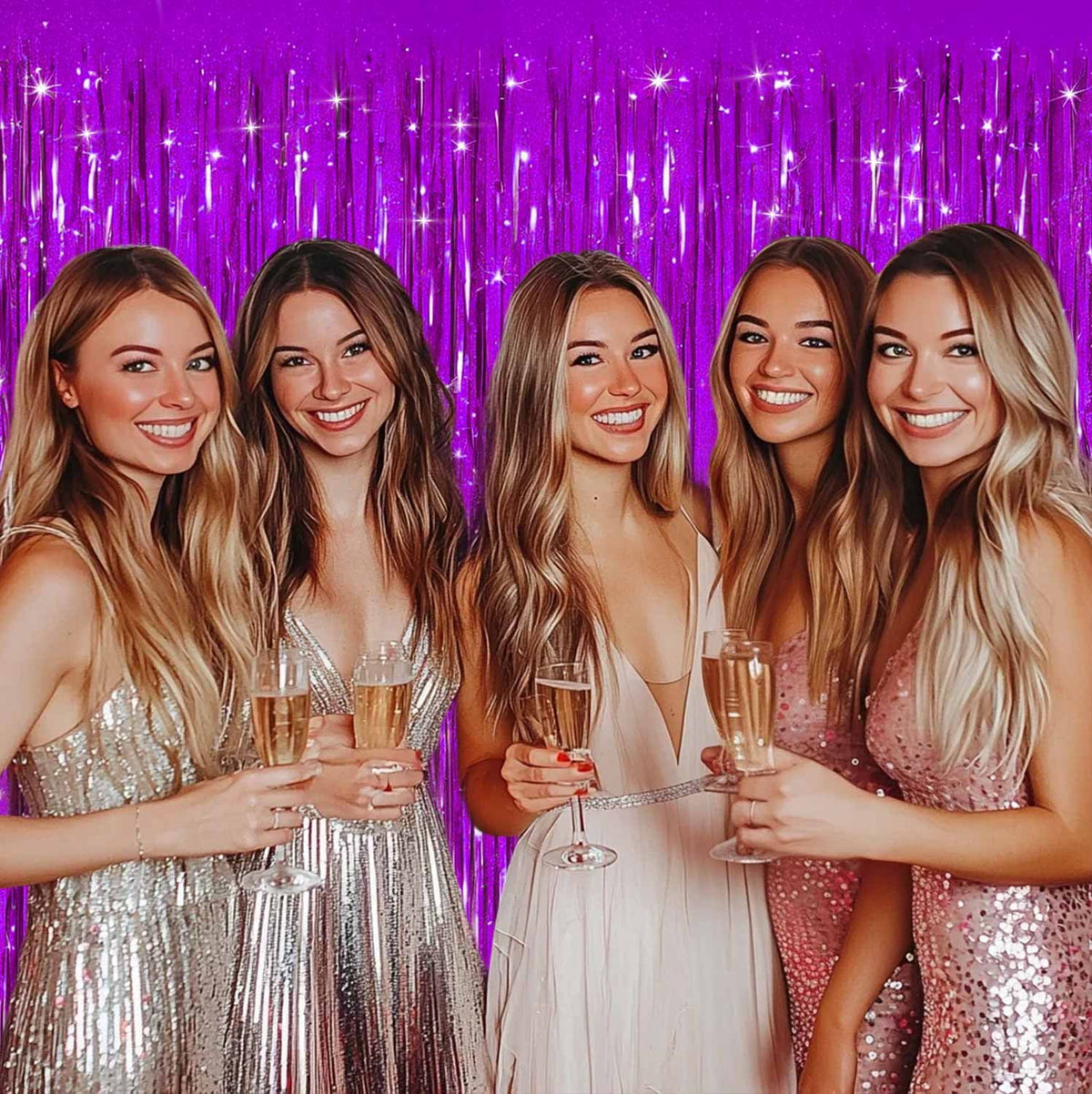 Sm:)e 2-Pack Light Bright Silver Foil Fringe Curtains for Events - Birthday, Wedding, Graduation, Christmas, Baby Shower, various festivals Decor Photo Booth Fun!