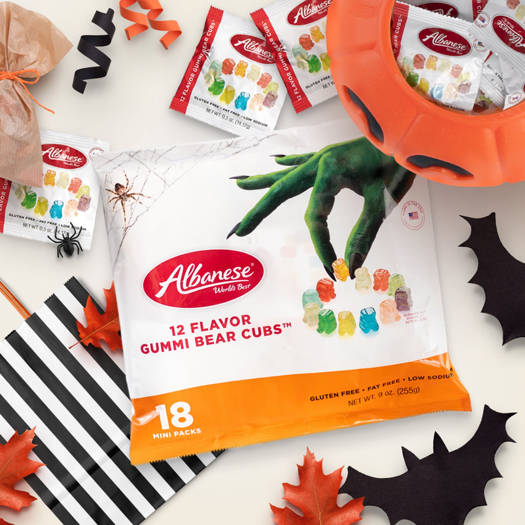Albanese Halloween World's Best 12 Flavor Gummi Bear Cubs, 9 oz,18 Mini Packs, Gluten Free