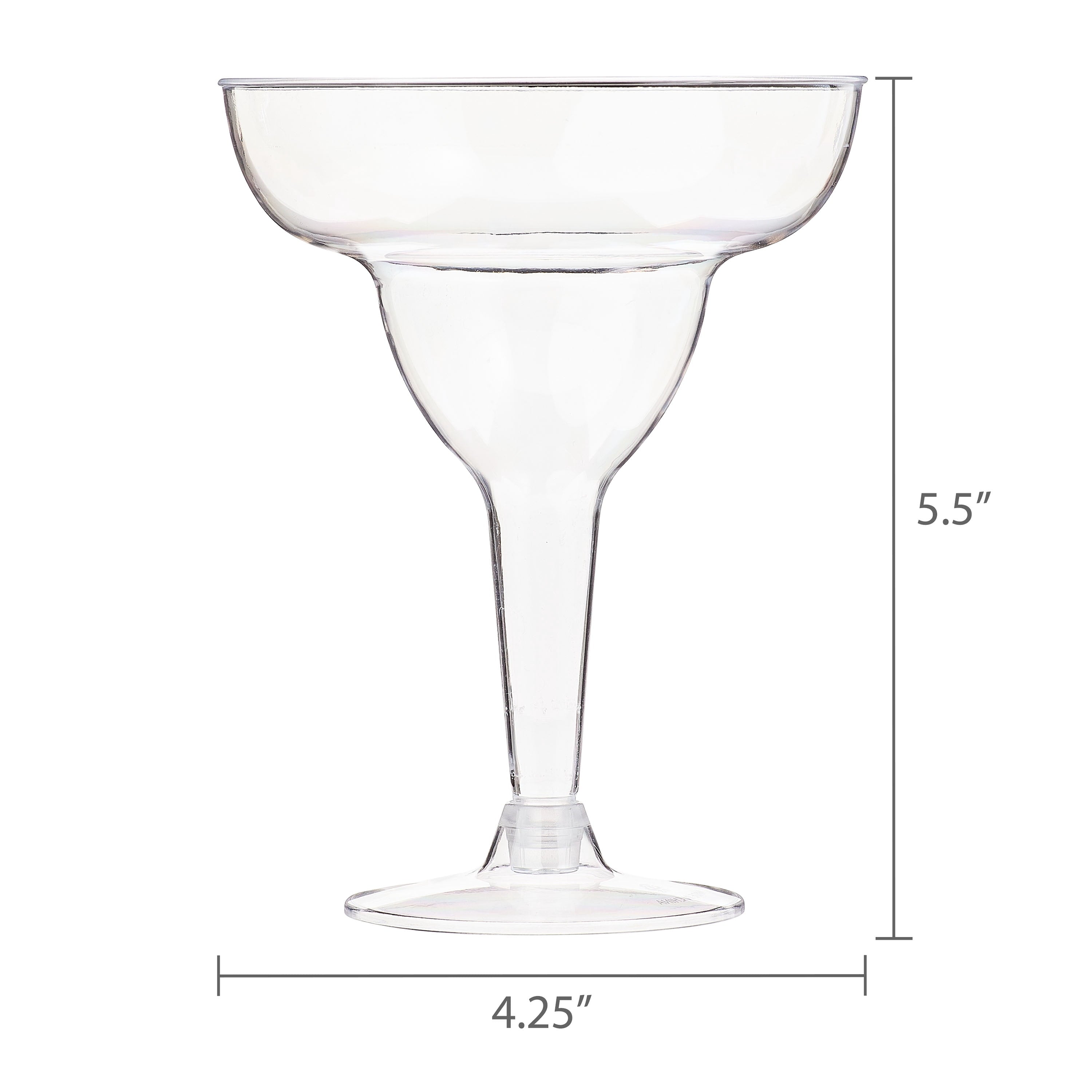Way To Celebrate Clear Plastic Margarita Glasses, 8 Count, 10.8 oz, 5.7 in x 4.4 in