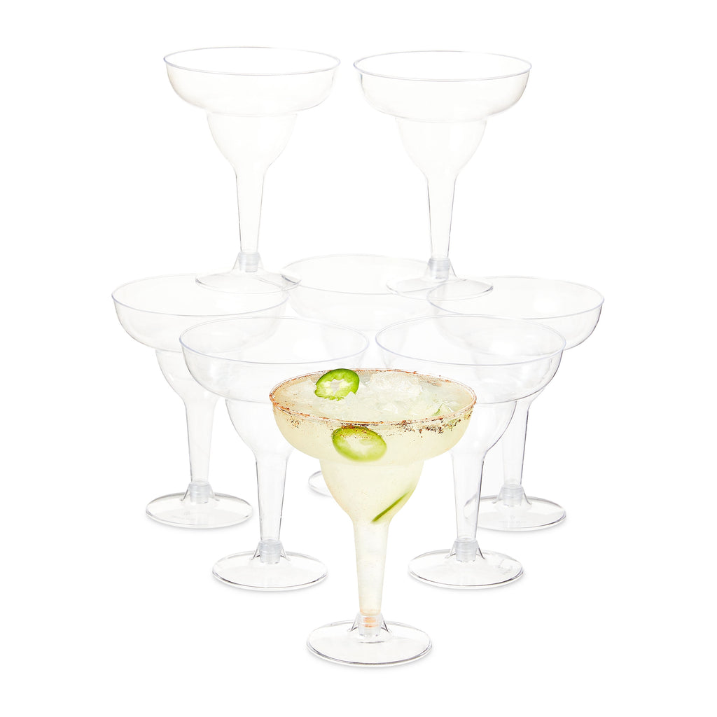 Way To Celebrate Clear Plastic Margarita Glasses, 8 Count, 10.8 oz, 5.7 in x 4.4 in