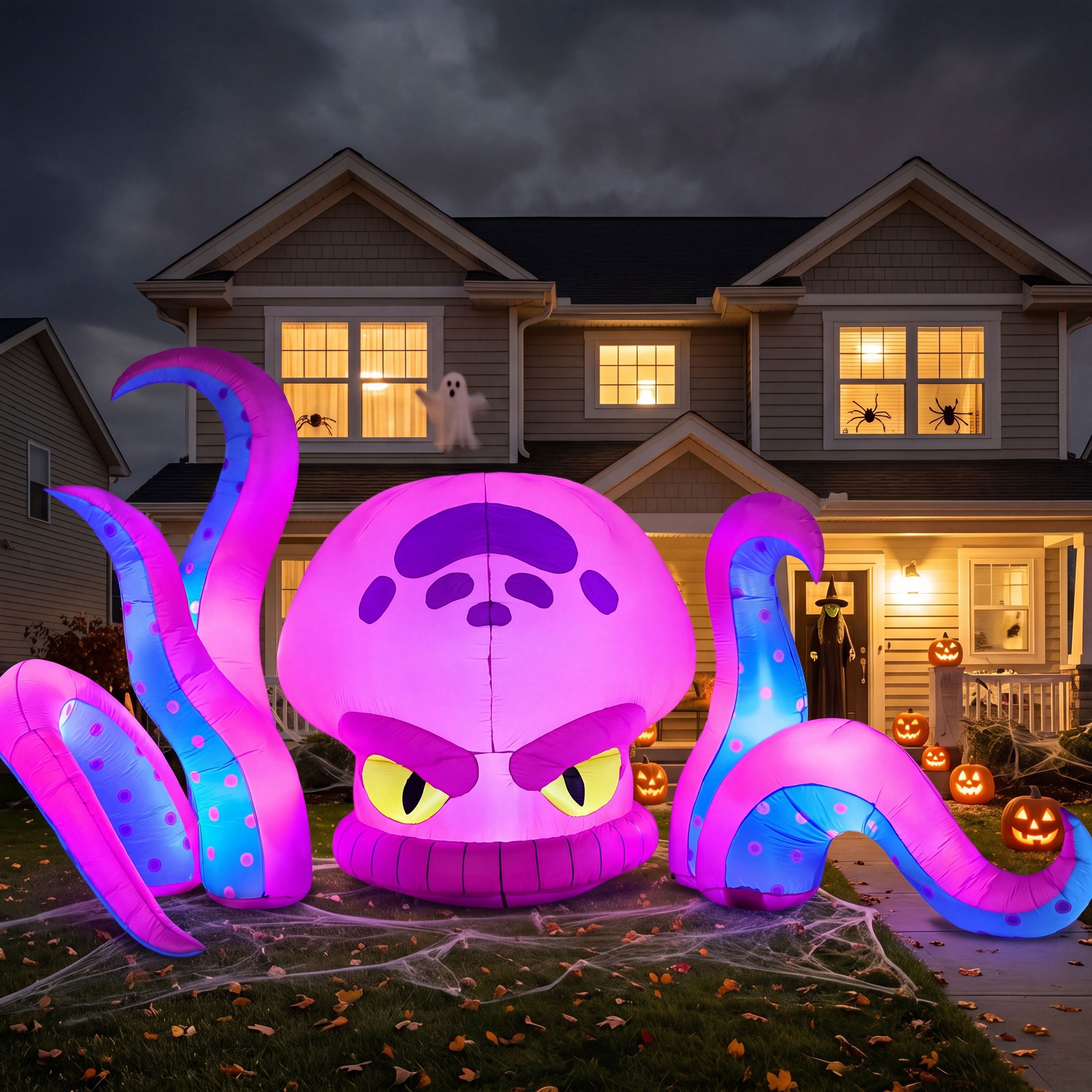 Joyfy 5.5ft Halloween Inflatables Long Light Up Skeleton Ground Breaker Halloween Inflatables Outdoor Decorations,Blow up Halloween Yard Decorations