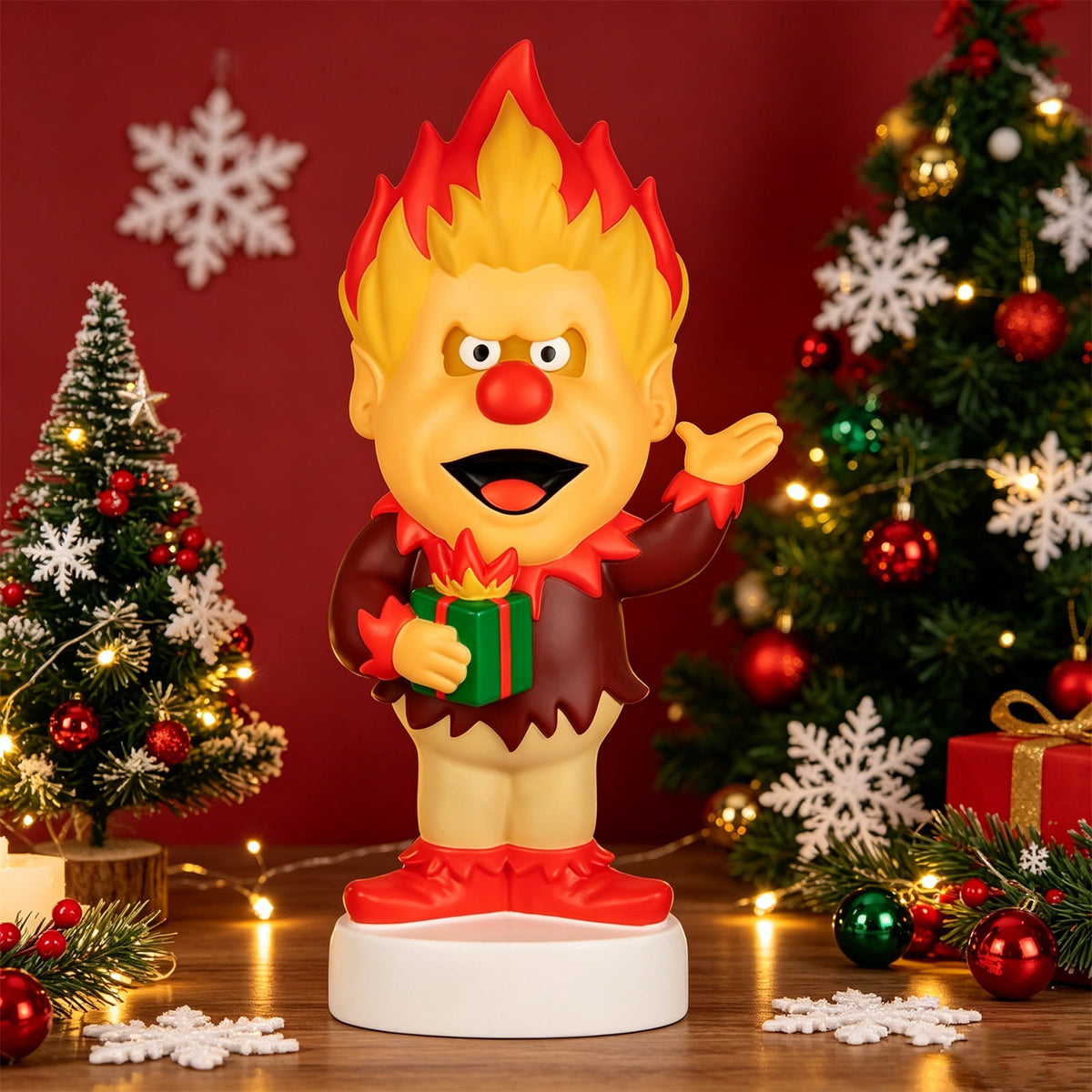 11.8" Heat and Snow Miser Light Up Figure Ornaments, Christmas Tabletop Decor LED Light, Light-Up Desktop Figurine for Home Room Christmas Decorations