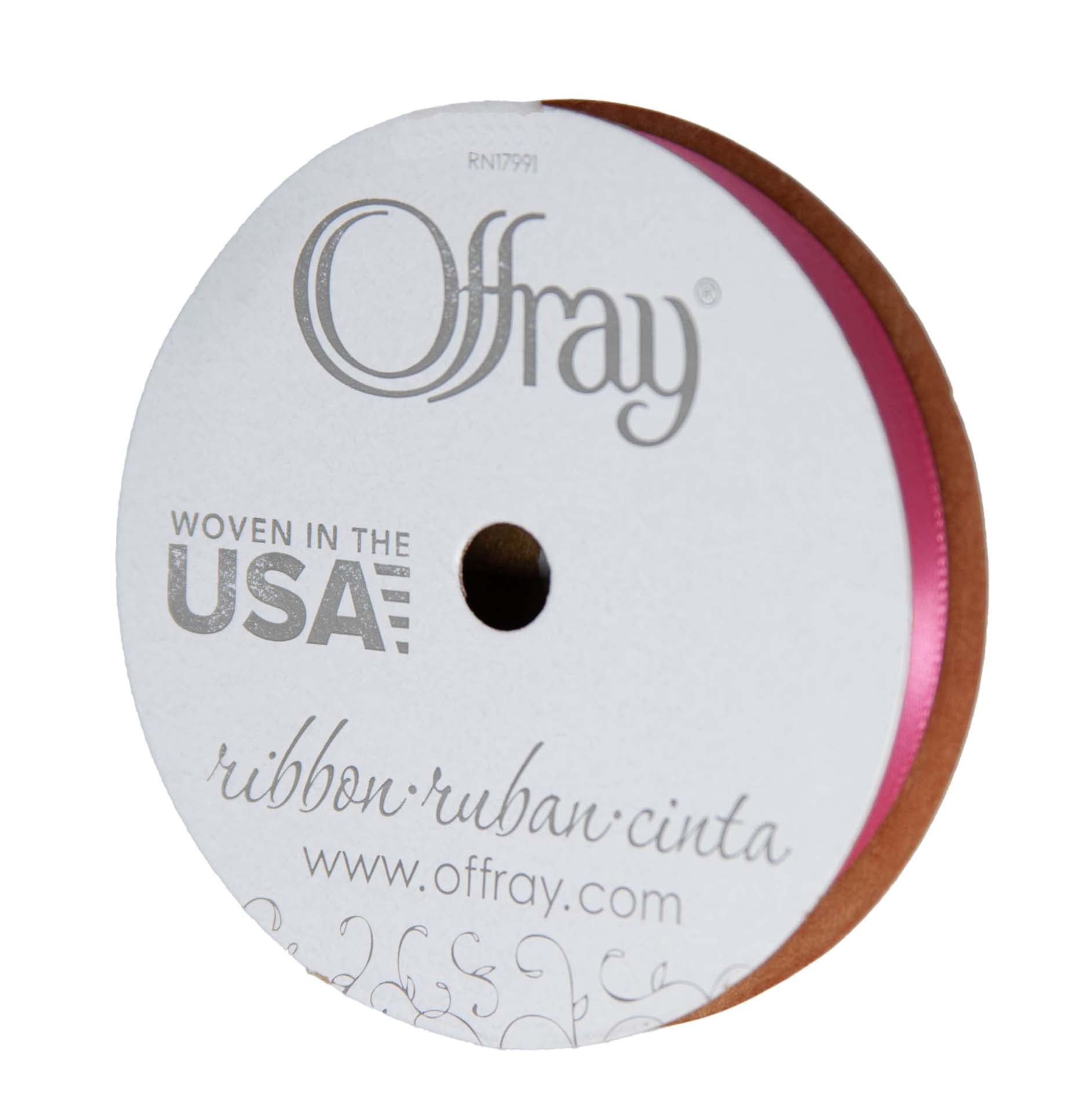 Offray Ribbon, Red Wine 3/8 inch Single Face Satin Polyester Ribbon, 18 feet
