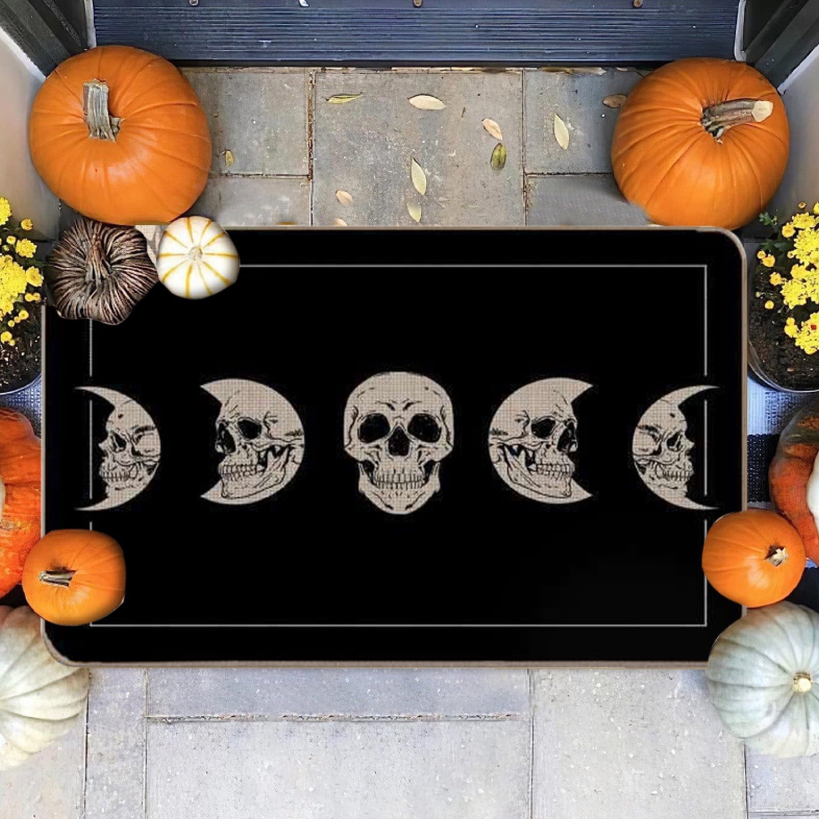TOPRenddon Halloween Door Mat, Outdoor Front Door Decorative Doormat 16" x 24", Spider Web Bones Welcome Doormats, Non-Slip Rubber Mats Washable Carpet for Porch, Entryway, Indoor, Bathroom, Kitchen